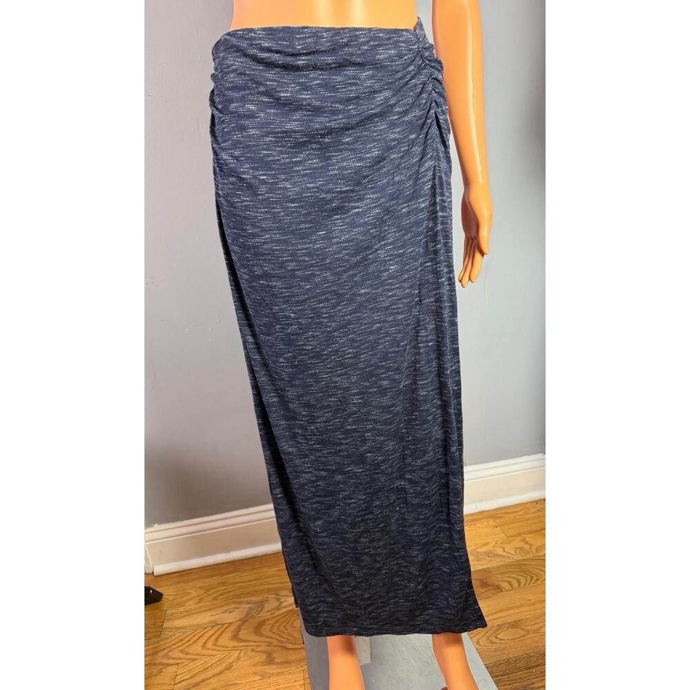 GAP Womens Maxi Skirt Small S Navy Blue Space Dye Ribbed Ruched New With Tags.